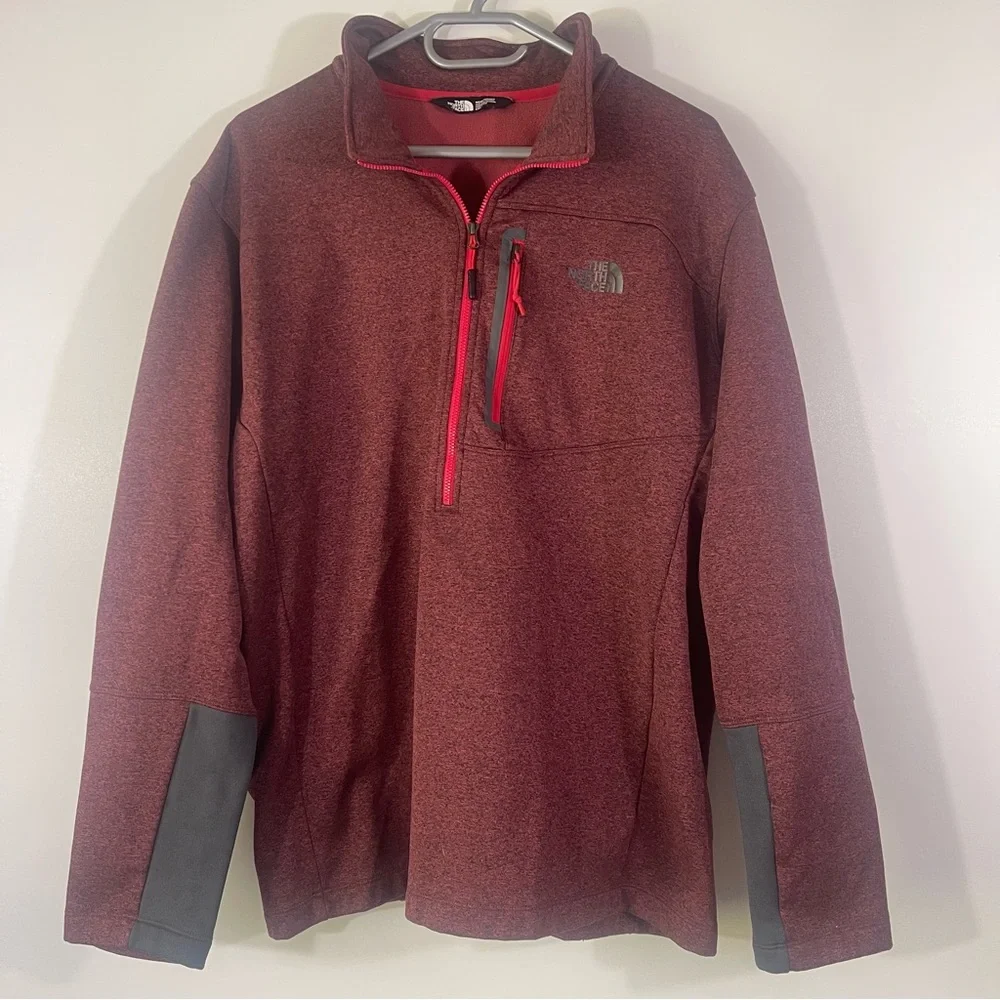 The North Face Men's 1/4 Zip Fleece Lined Pullover Maroon Size XXL